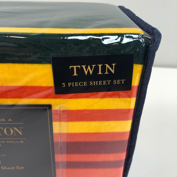 Pendleton 100% Cotton Flannel 3 pc Twin Sheet Set Striped NWT - Picture 3 of 8